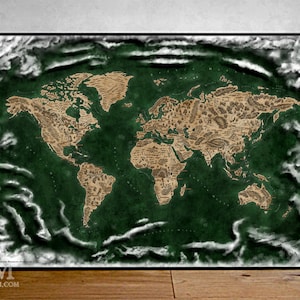 Fantasy inspired illustrated map poster of the world, Large world map print, Fantasy decor, Fantasy map, Fantasy poster, Housewarming gift