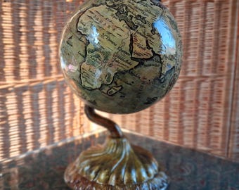 Vintage Globe, Antique Style World Map Decor, Rustic Home & Office Accent, Unique Travel Gift