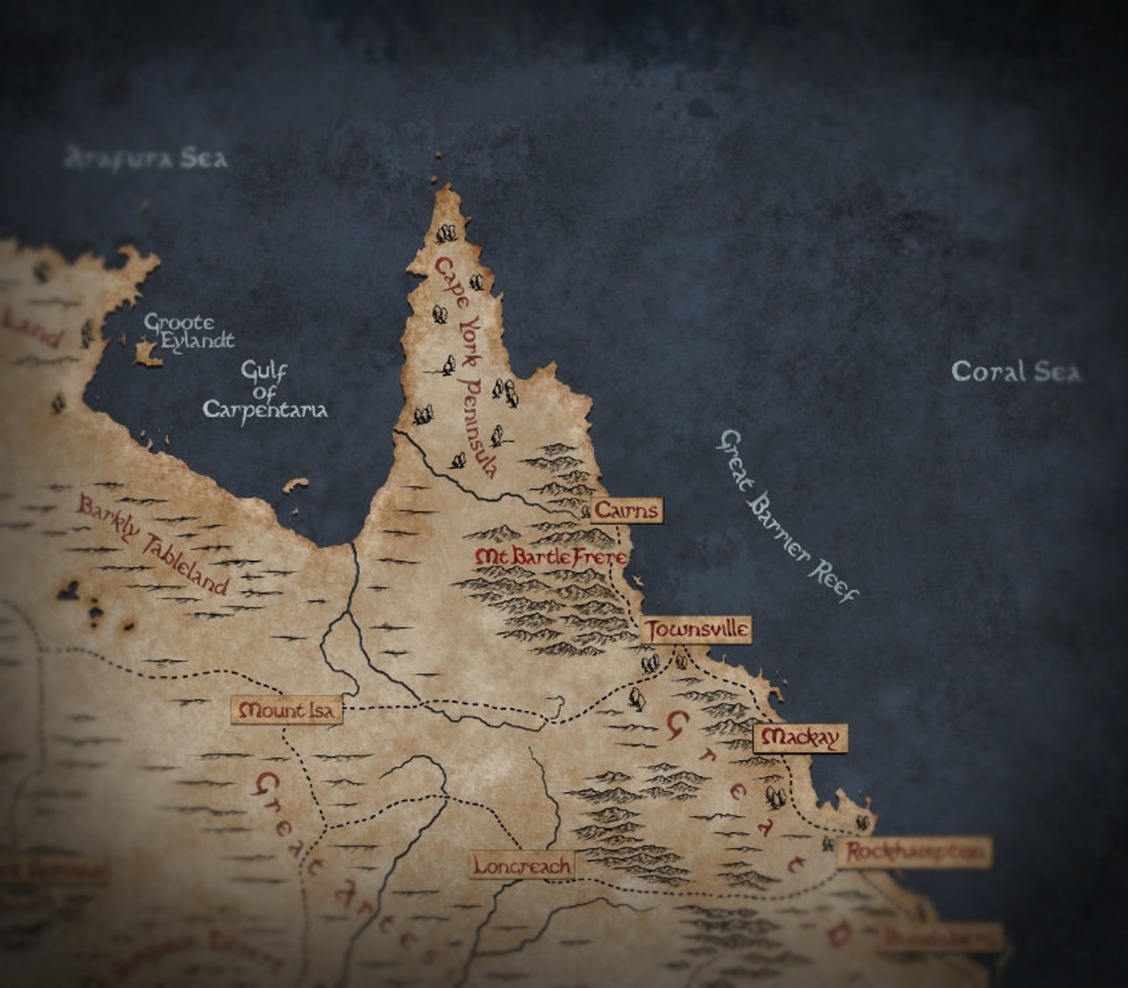 Fantasy Map of Australia Art Gift Australia Australia Map - Etsy