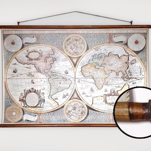 Hemisphere world map, 1642 World Map, 62 x 89 cm / 24.5&quot; x 35&quot;