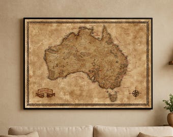 Fantasy Canvas Map of Australia with Custom Inscription