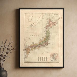 Vintage Japan Map Print (1885) – Restored 19th Century Map