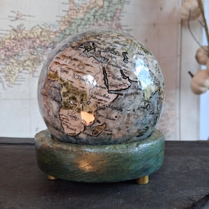 Mini mappamondo da scrivania fatto a mano: iscrizione personalizzata, stile vintage