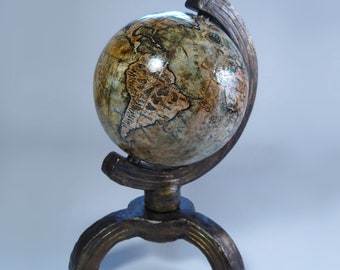 Handmade Globe, 4" diameter globe, 10 cm globe