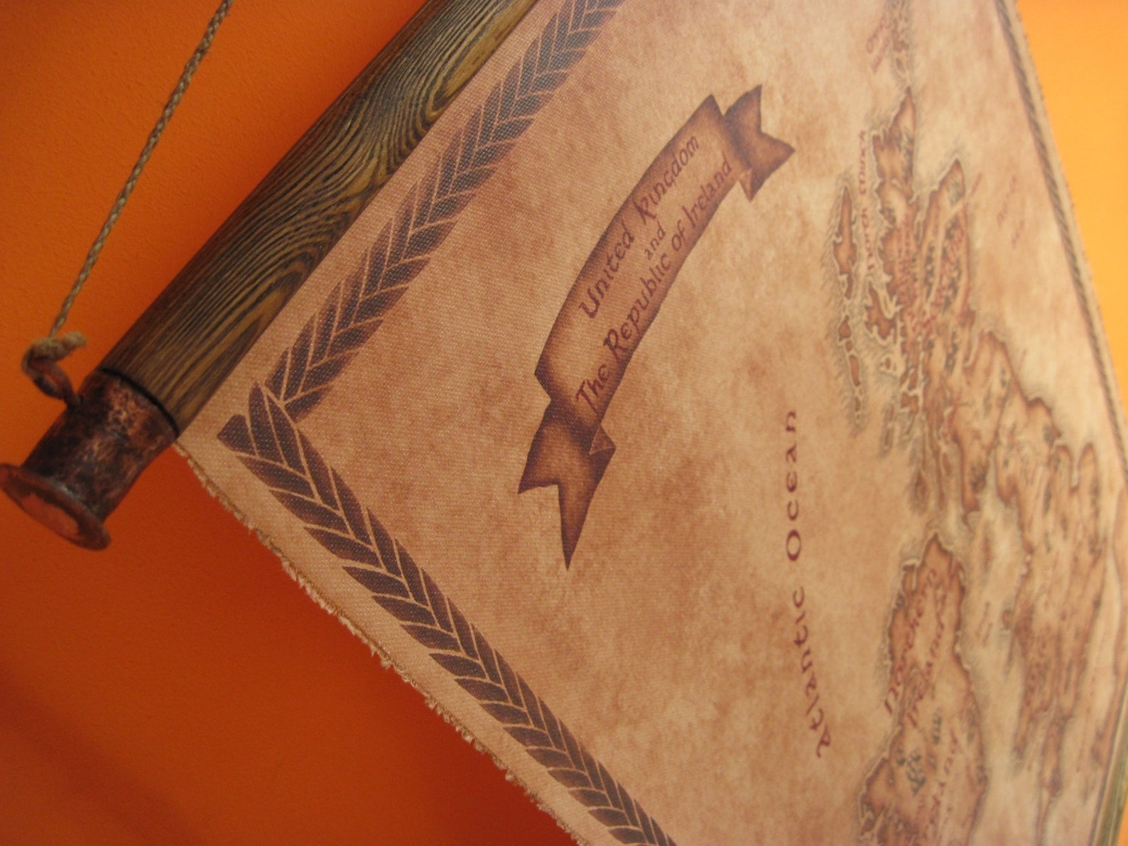 Fantasy Styled Map of British Isles, Pull Down Canvas Map, 62x82 Cm