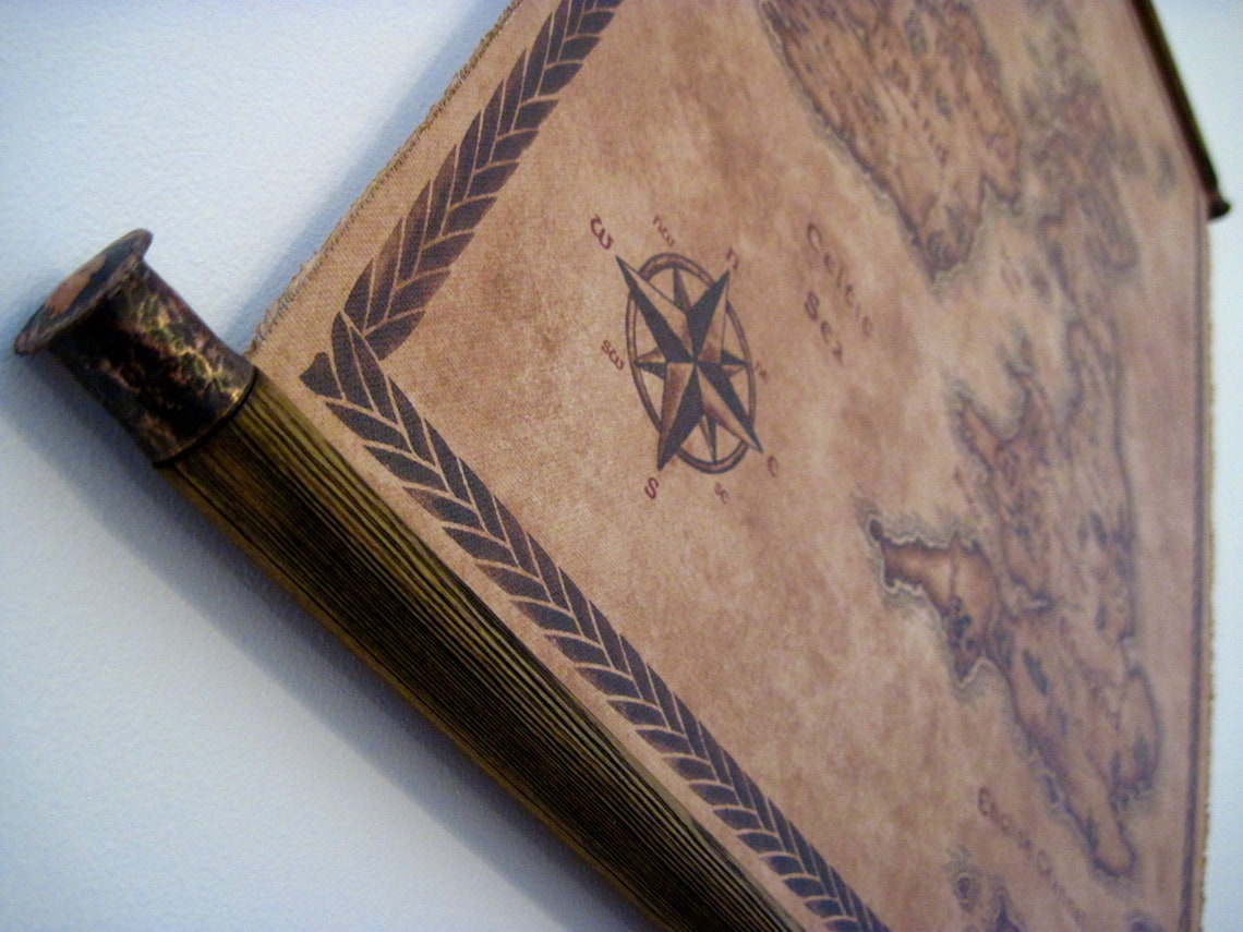 Fantasy Styled Map of British Isles, Pull Down Canvas Map, 62x82 Cm