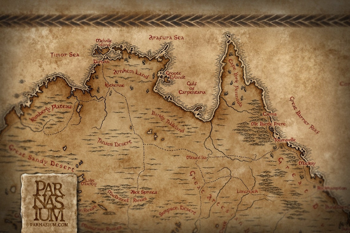 Fantasy Map of Australia Vintage Australia Map Old Map - Etsy