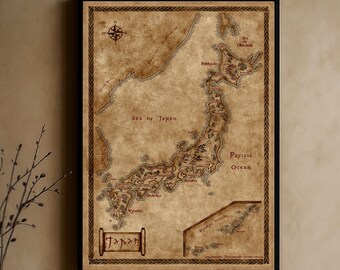1902年の日本地図、高解像度プリント最大40x60インチ（100x150cm）の