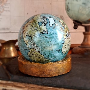 Handcrafted heavy paperweight globe, 4&quot; diameter globe, 10 cm desk globe, Small paperweight globe