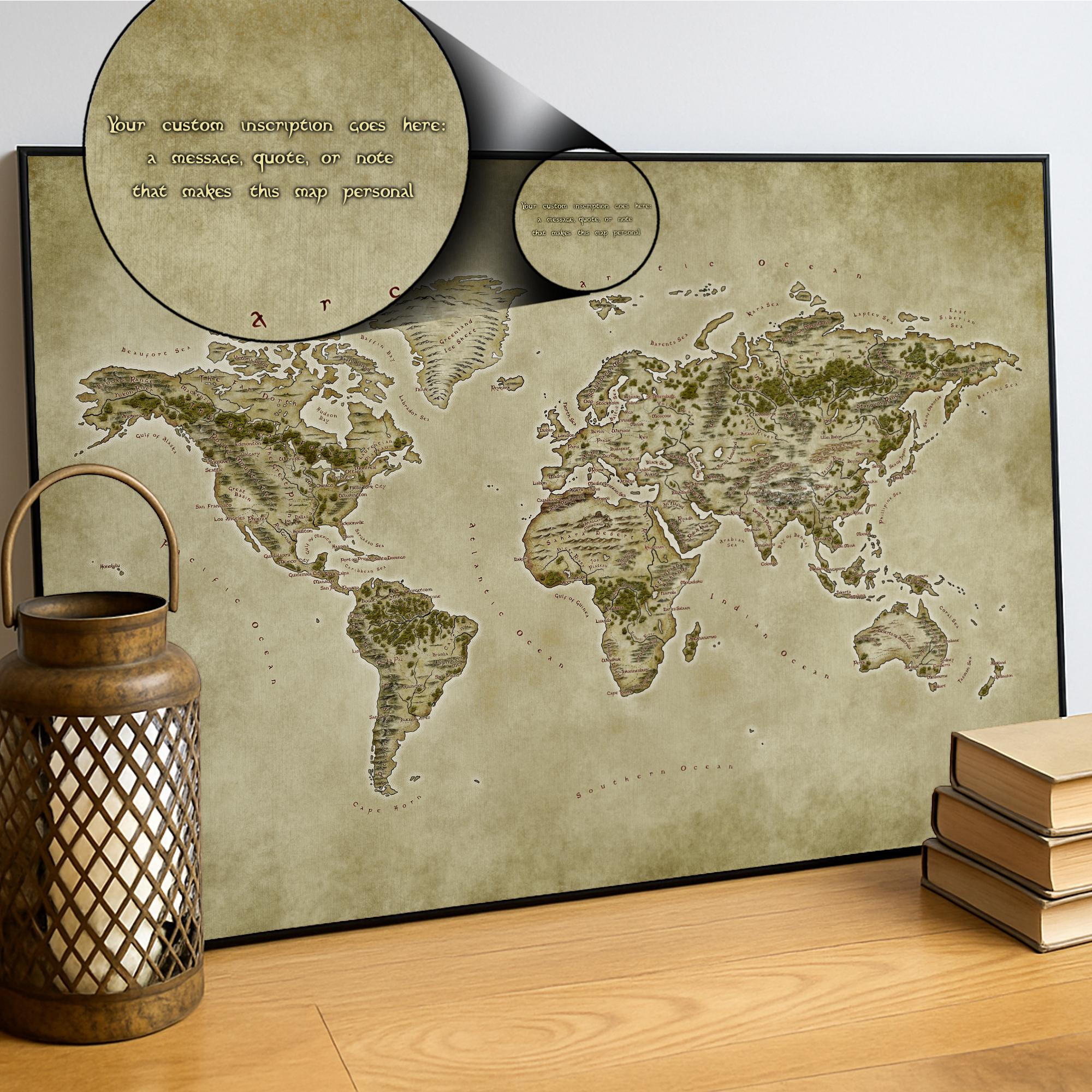 ファンタジー地球地図 - 中世風の世界地図ウォールアート（オプション 