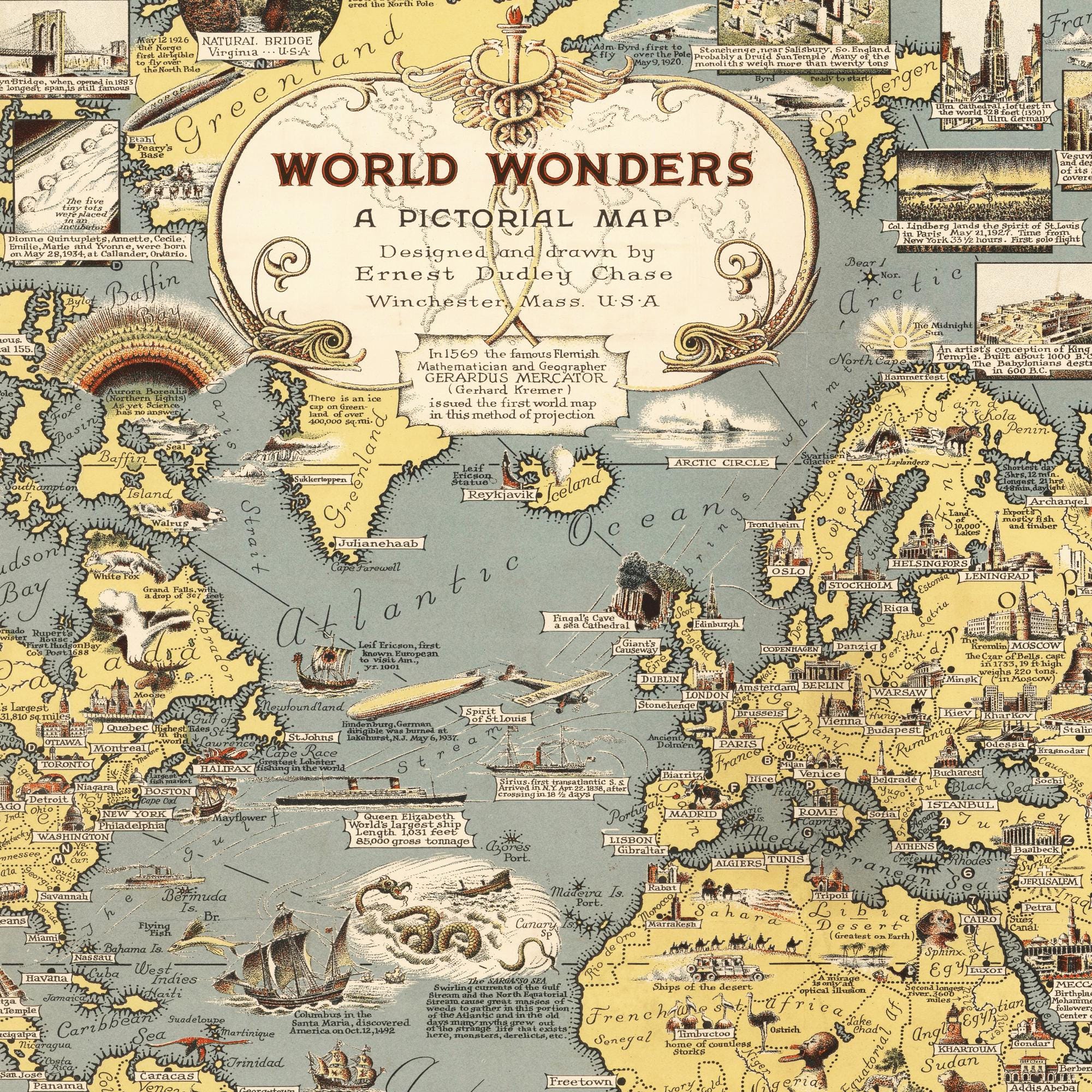 1939年の世界地図の絵画版画 – 復元されたヴィンテージウォールアート