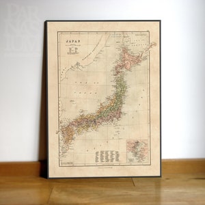 Map of Japan, Vintage 1885 Print, Japan map reproduction