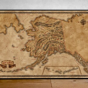Carte de l'Alaska, carte fantastique de l'Alaska, carte de l'état de l'Alaska, ancienne carte de l'Alaska