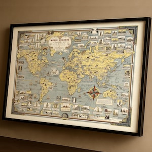 Impresión pictórica del mapa del mundo de 1939: arte mural vintage restaurado