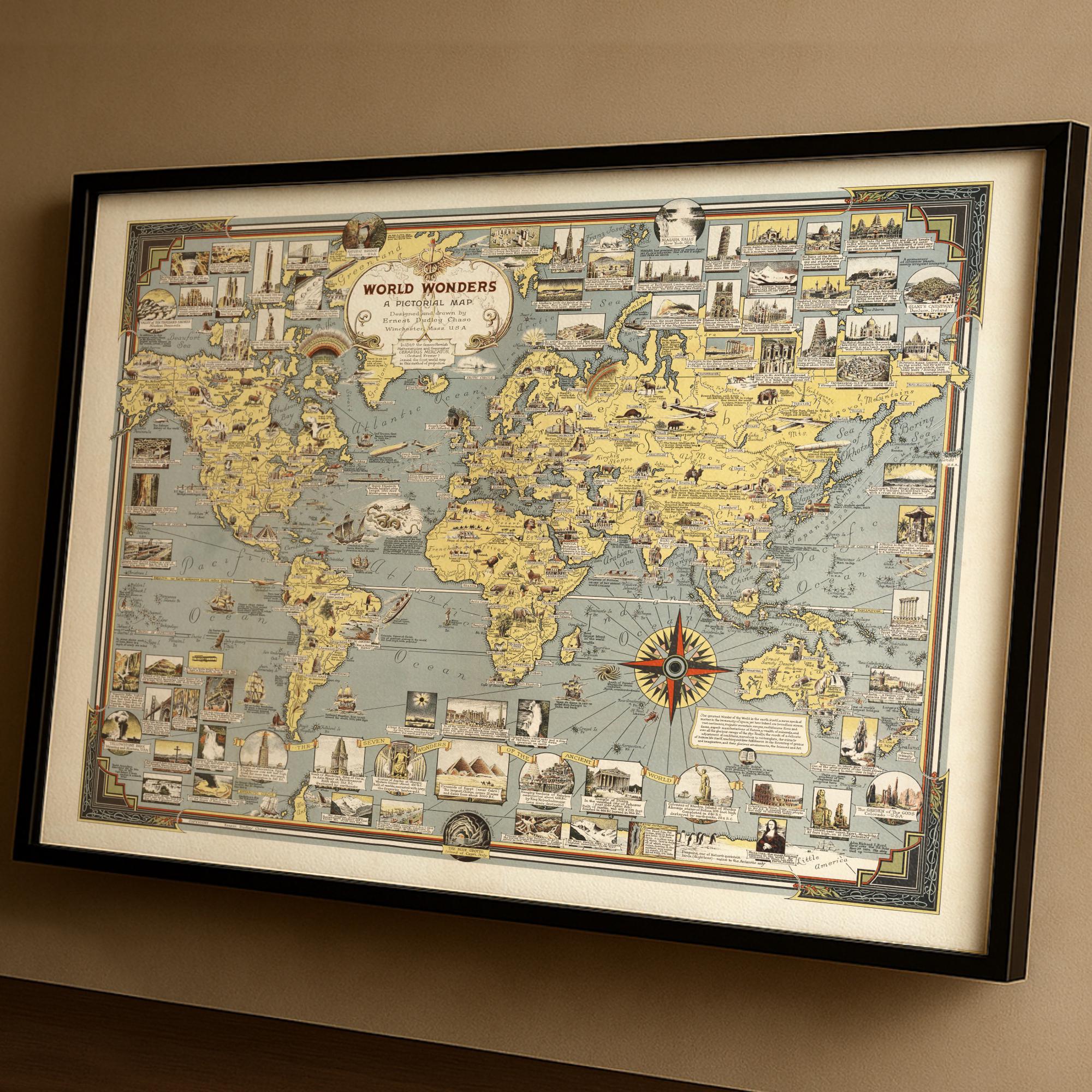 世界地図の絵画 1939年の世界地図の絵画版画 – 復元されたヴィンテージウォールアート