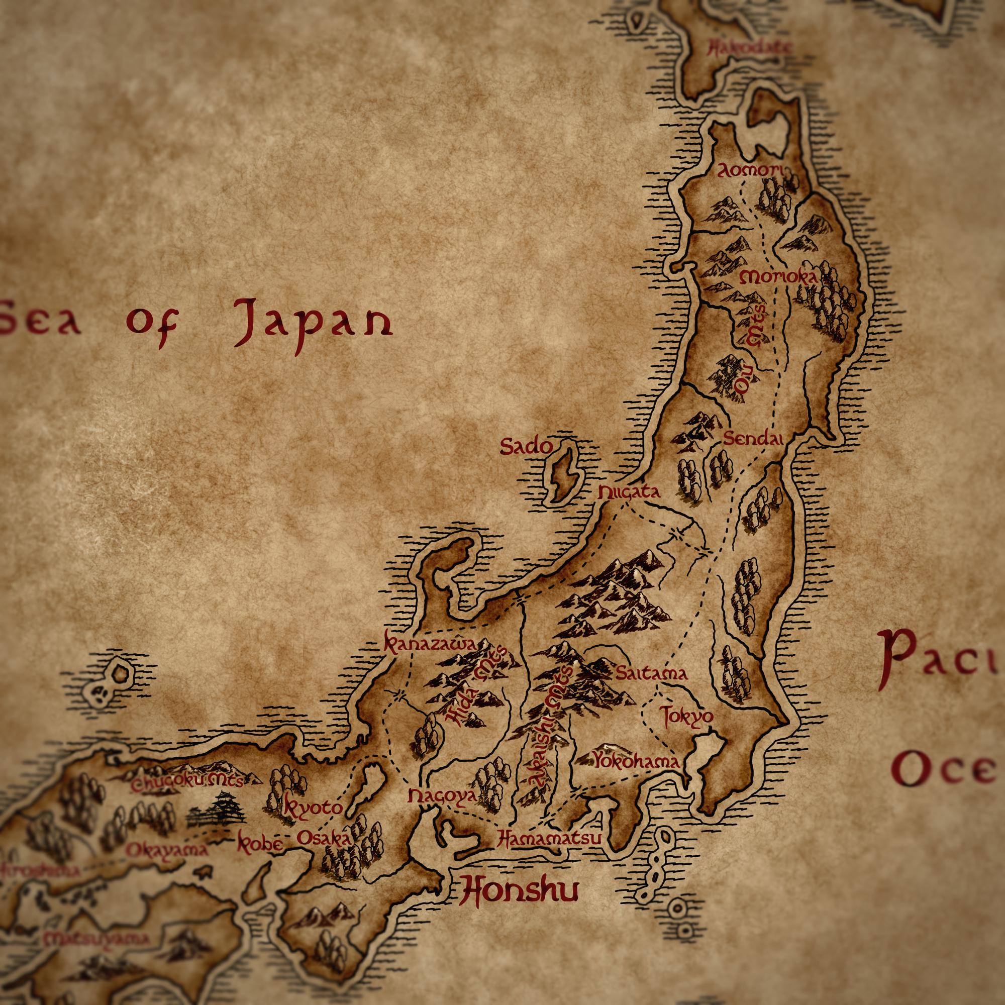 ファンタジー風日本地図 - 日本のファンタジーインテリア - Etsy 日本