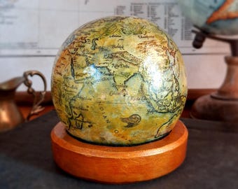 Handcrafted Mini Desk Globe: Handpainted Vintage Style (4 Inch)