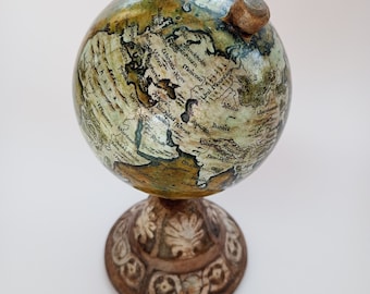 Handcrafted Mini Desk Globe: Handpainted Christmas Ornament