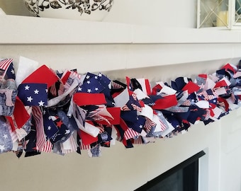Guirlande de chiffons patriotique : 4 juillet, décoration du Memorial Day