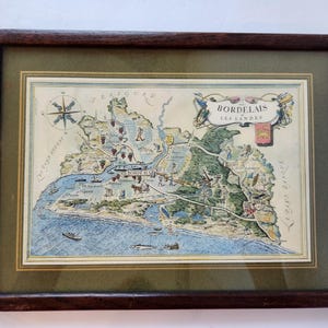 VTG Framed 1960&#39;s French Mini Map Le Bordelais et Les Landes