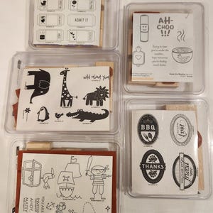 Stampin Up Bundle of 5 Sets, Cardmaking Scrapbooking Journaling Stamps, Rubber Craft Stamps