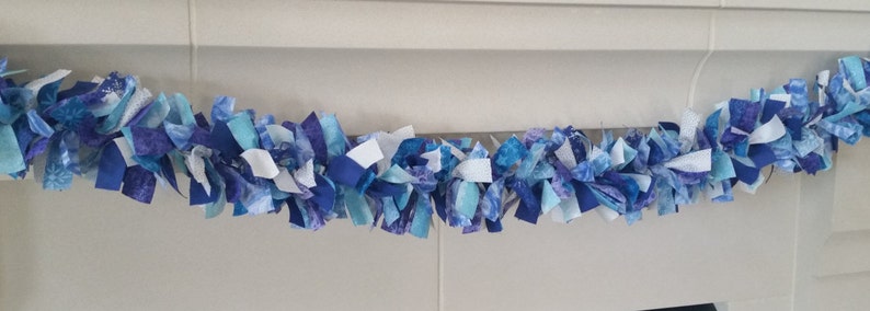 Girl/'s Birthday Party Garland Blue White Christmas Garland Decoration Blue Sparkle Rag Garland Girl/'s Room Decoration