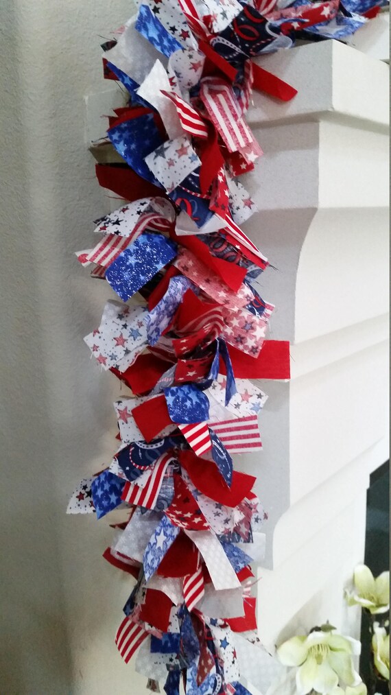 Usa Banner Usa Rag Garland Memorial Day Decoration July 4th Etsy