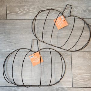 Set of 2 Pumpkin Wreath Wire Form Frames 3D Metal Shaped 16&quot;x12&quot; Fall Halloween