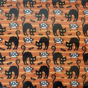 Angry Black Cat Orange Halloween-katoen op maat gesneden