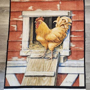 Rooster Quilt Panel: Country Farmhouse Cotton Fabric (41x35&quot;)