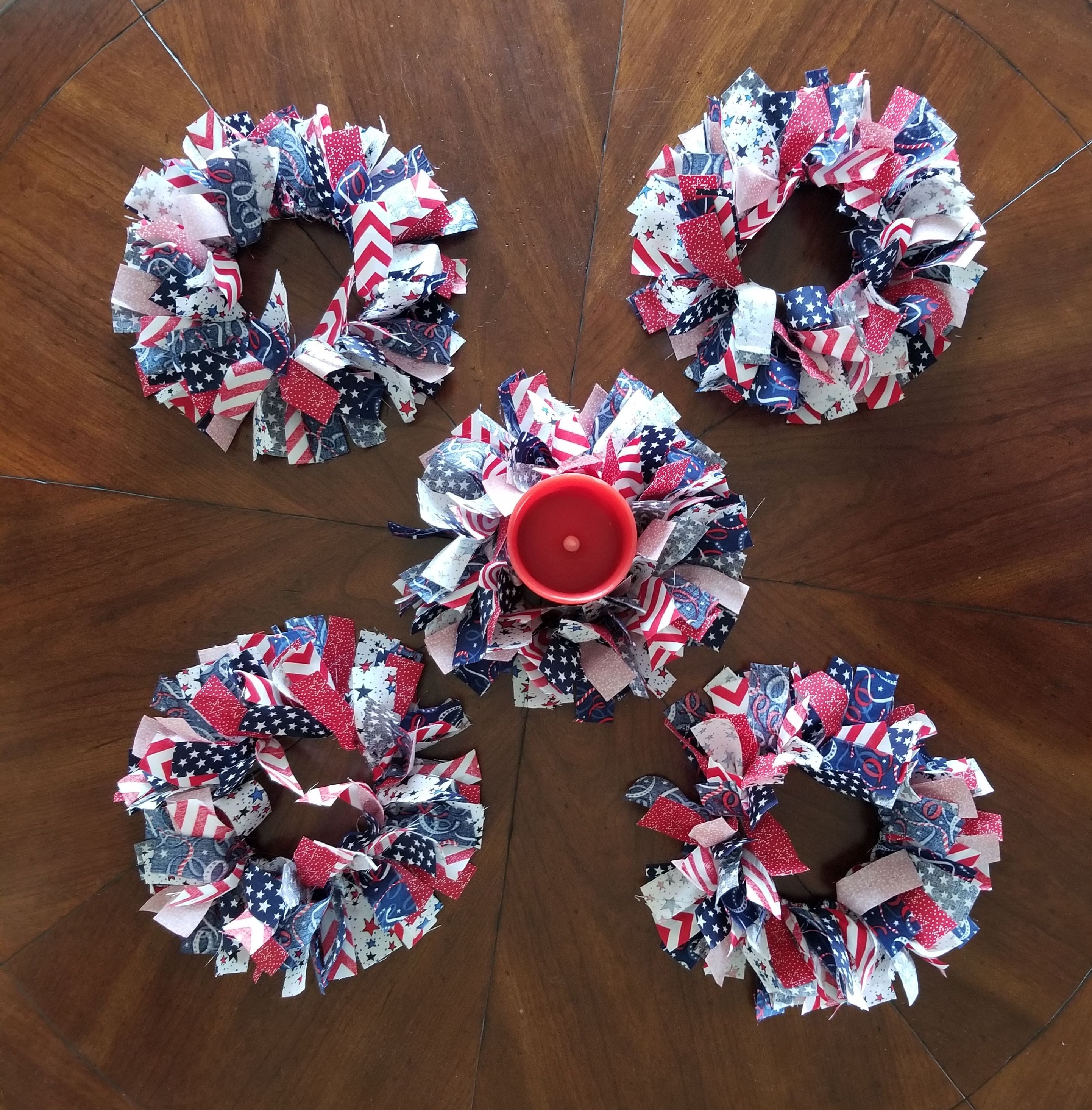 July 4th Candle Ring Memorial Day Patriotic Candle Wreath Etsy