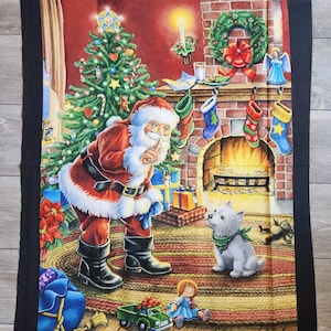 Santa Claus Quilt Panel: Nostalgic Christmas Cotton Fabric