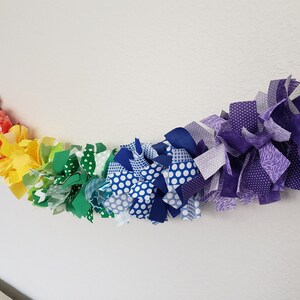 Rainbow Garland Classroom Decoration, Garland Gift for Teacher, Homeschool Rainbow Ribbon Garland