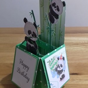 personalised Panda Birthday Pop Up Box Card image 4