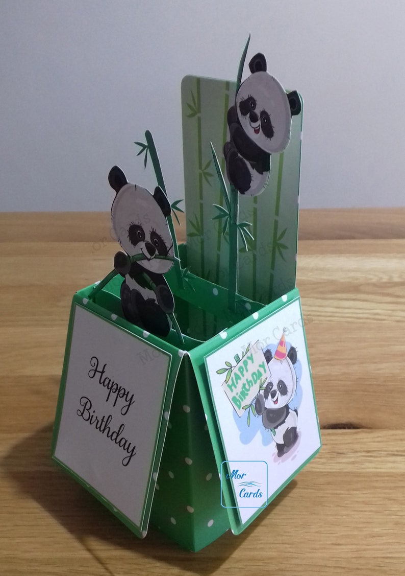 personalised Panda Birthday Pop Up Box Card image 4