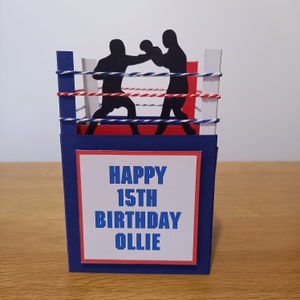Personalised boxing ring pop up box card - handmade birthday, anniversary, congratulations, you're a knock out