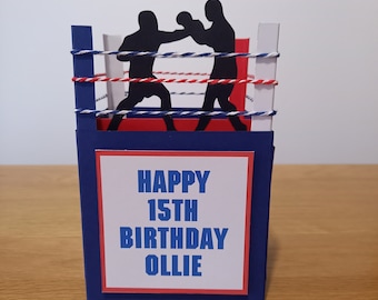 Personalised Boxing Ring Pop Up Card: Handmade Birthday, Anniversary