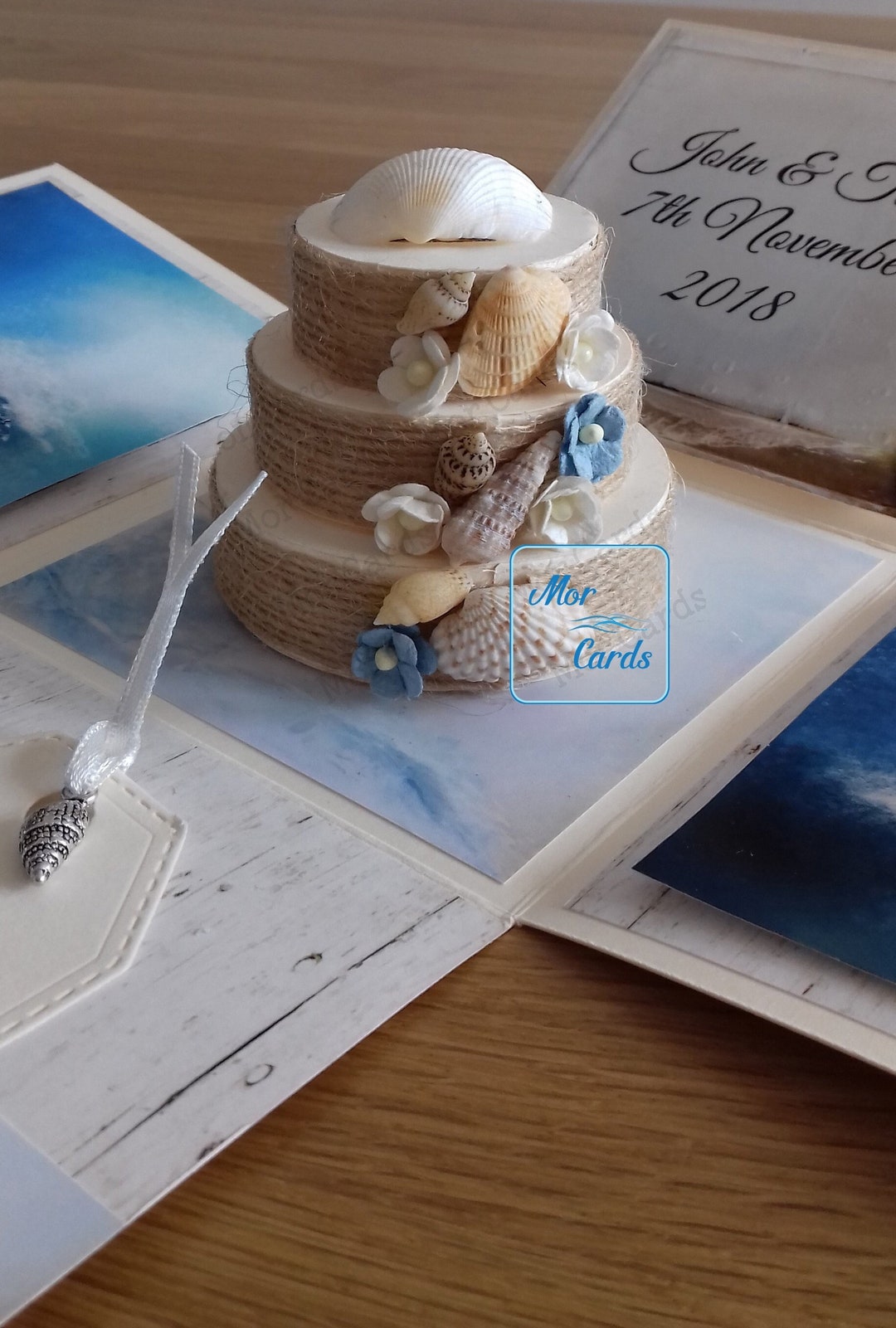 Personalised Beach Wedding Exploding Box Cake Card Paper Anniversary ...
