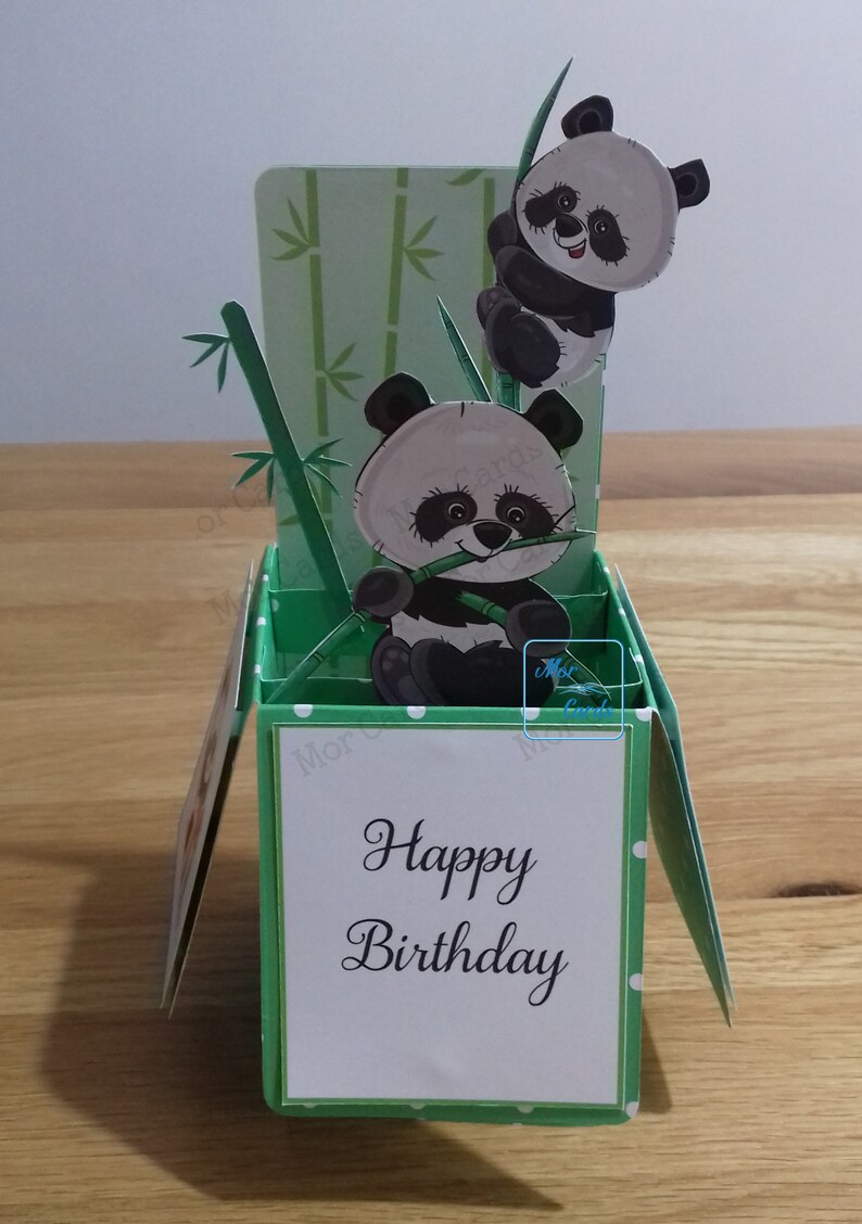 personalised Panda Birthday Pop Up Box Card image 3