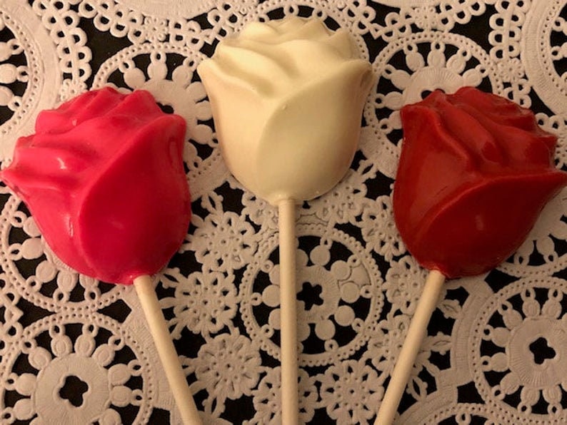 ROSE CHOCOLATE Lollipops 12 Qty Valentine's Day Etsy