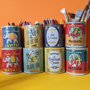 Pair Of Vintage Style Tins - Kitchen Pots - Plant Pots - Retro Tins - Olive Oil Tin - Kitchen Utensils Pots - New Home Gifts