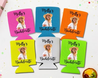 Neon Can Coolers, Custom Bachelorette Party Coolies, Wedding Party Favors, Bridesmaids Gift, Beer Hugger, Personalized Wedding Gifts
