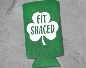 Funny St. Patrick's Day Slim Seltzer Coolie - Fit Shaced Green and White Skinny Can Cooler - St. Paddy's Day Party Gift for Spiked Seltzer