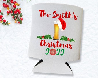 Custom Christmas Party Can Coolers, Christmas Favors, Christmas Can Cooler, Custom Christmas, Holiday Party, Holiday Favors, White Elephant