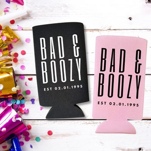 Custom Birthday Can Coolers, Bad & Boozy Slim Spiked Seltzer Coolers, Funny Birthday Slim Coolies, Custom Birthday Party Gift