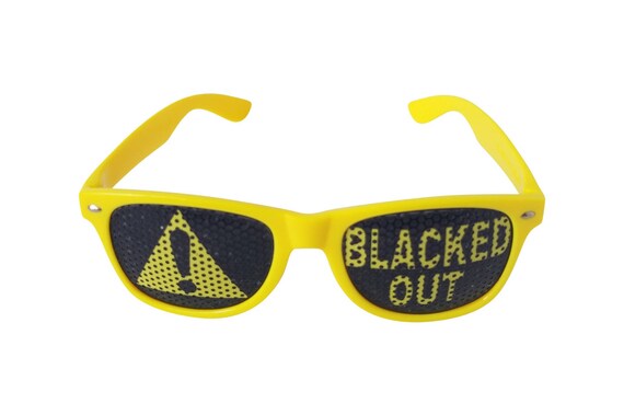 Blacked Out Sunglasses Funny Shades Yellow Frames Etsy UK