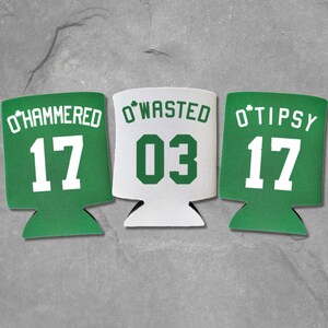 St. Patrick's Day Coolie-Set – 3 Dosenkühler Mit Sprüchen 'O’Tipsy, O’Wasted, O’Hammered' Für Partys
