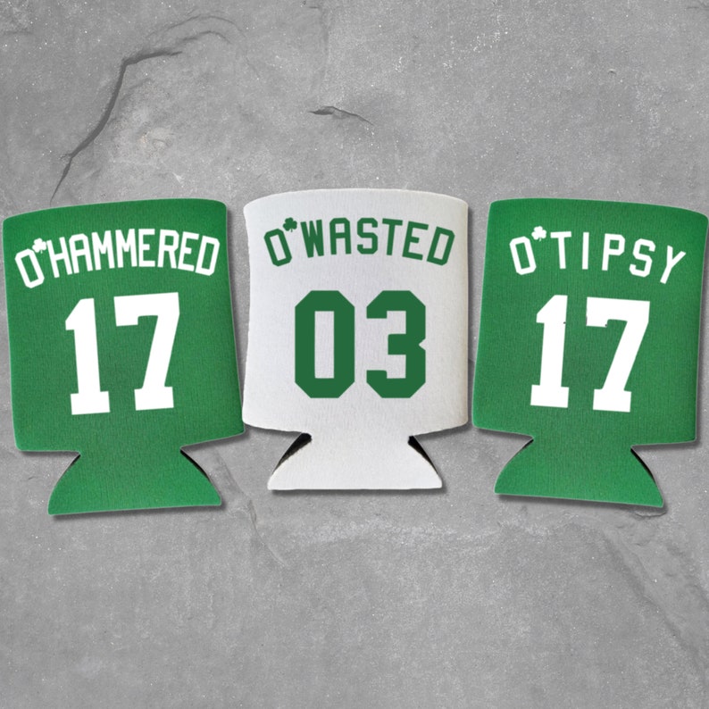 St. Patrick's Day Coolie-Set – 3 Dosenkühler Mit Sprüchen 'O’Tipsy, O’Wasted, O’Hammered' Für Partys