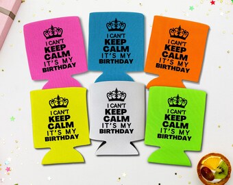 Neon Can Coolers, Birthday Party Coolies, Birthday Party Favors, Birthday Gag Gifts, Neon Beer Hugger, Neon Party Favors