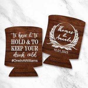 Custom Barnwood Can Coolers, Personalized Wedding Party Beer Coolies, Wedding Gift and Favor Ideas, Rustic Outdoor Design, Wood Gift